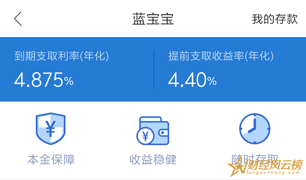海蓝银行蓝宝宝怎么样,年化利率4.875%(保本保息)